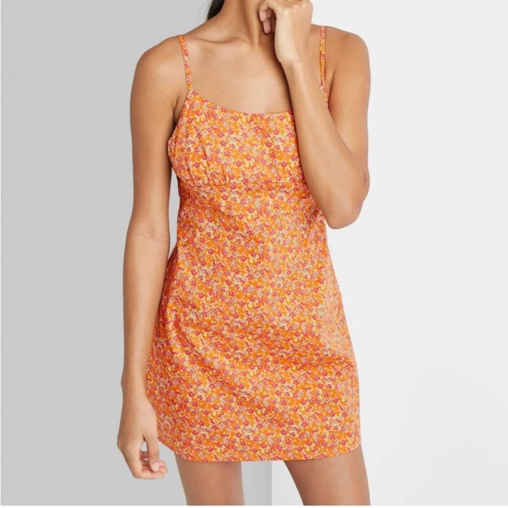 Floral Orange Mini Dress